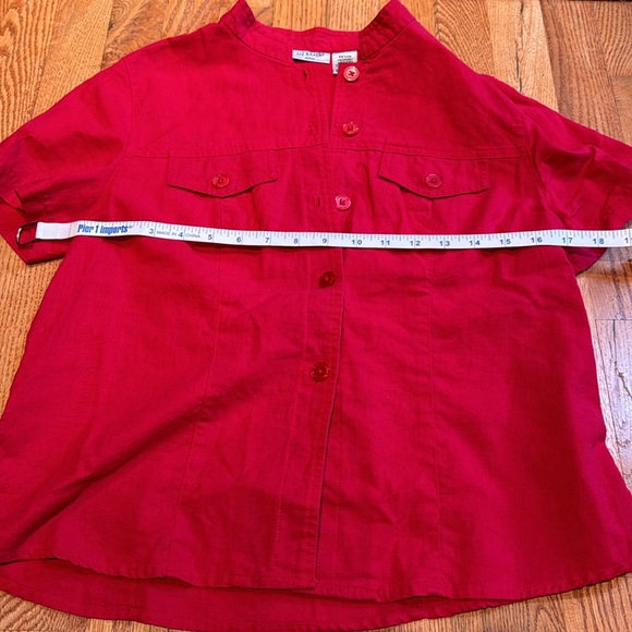 Liz Baker linen cotton blend shirt and pants set in red size medium petite - Picture 8 of 11